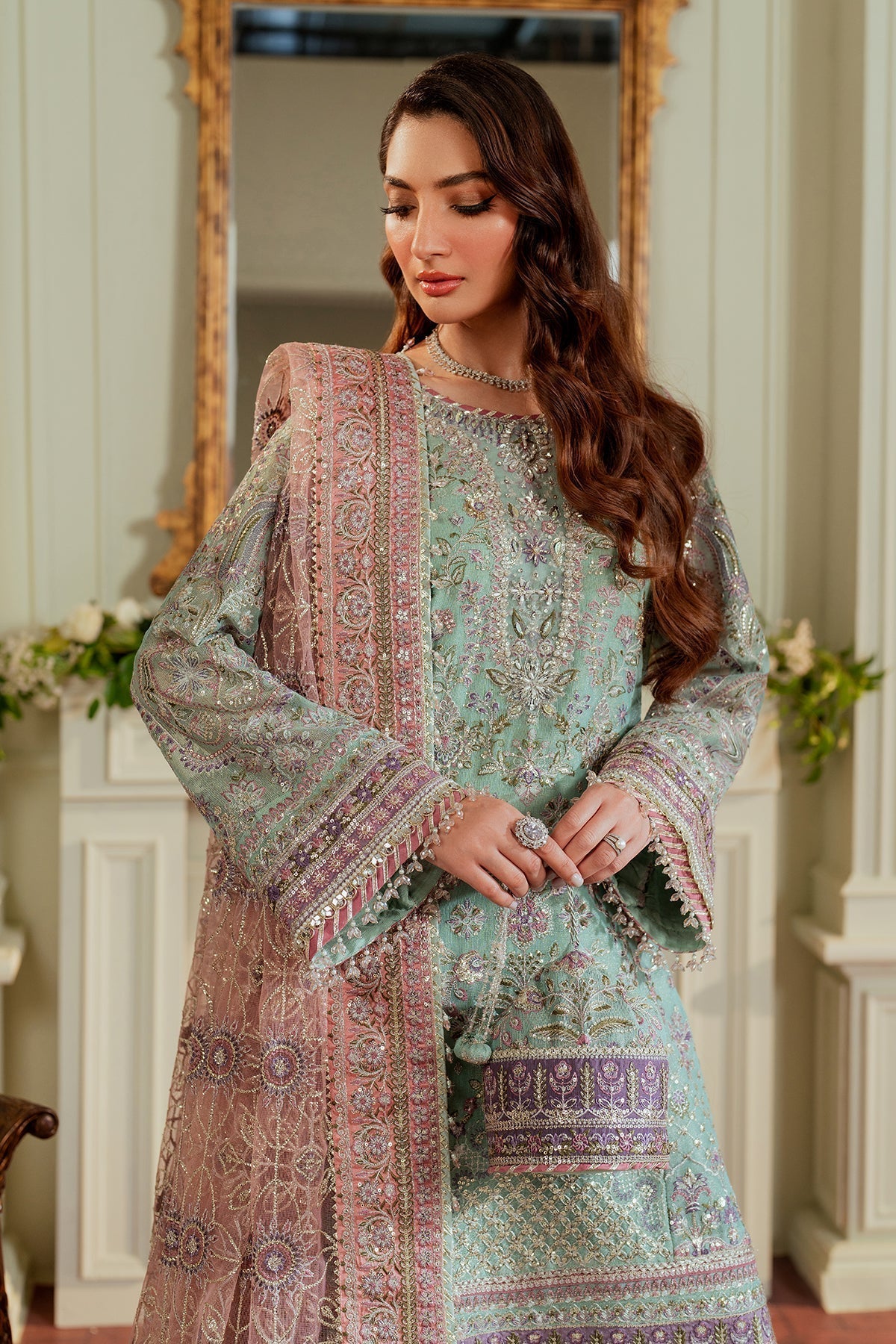 BAROQUE__EMBROIDERED NET CH13-08 STITCHED - House Of Hania