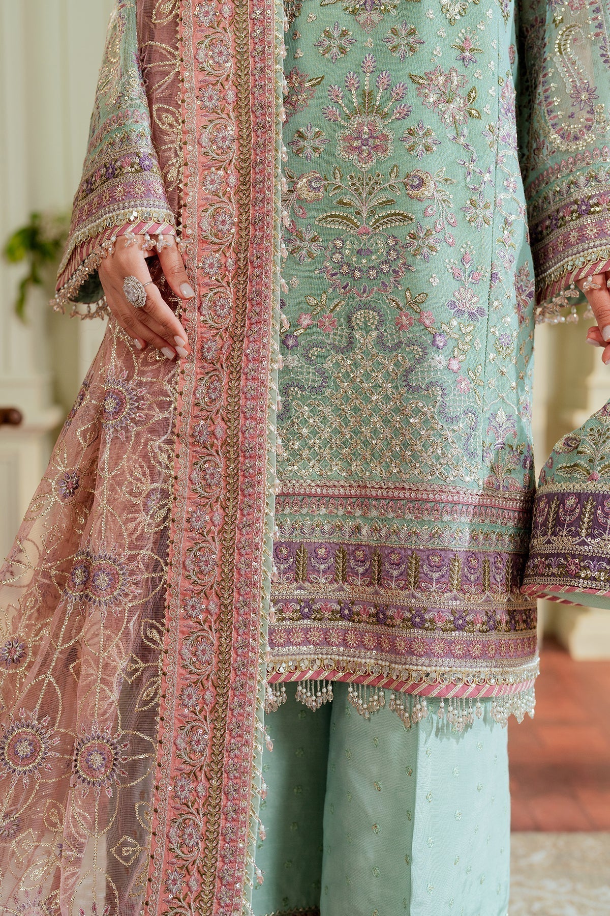 BAROQUE__EMBROIDERED NET CH13-08 STITCHED - House Of Hania