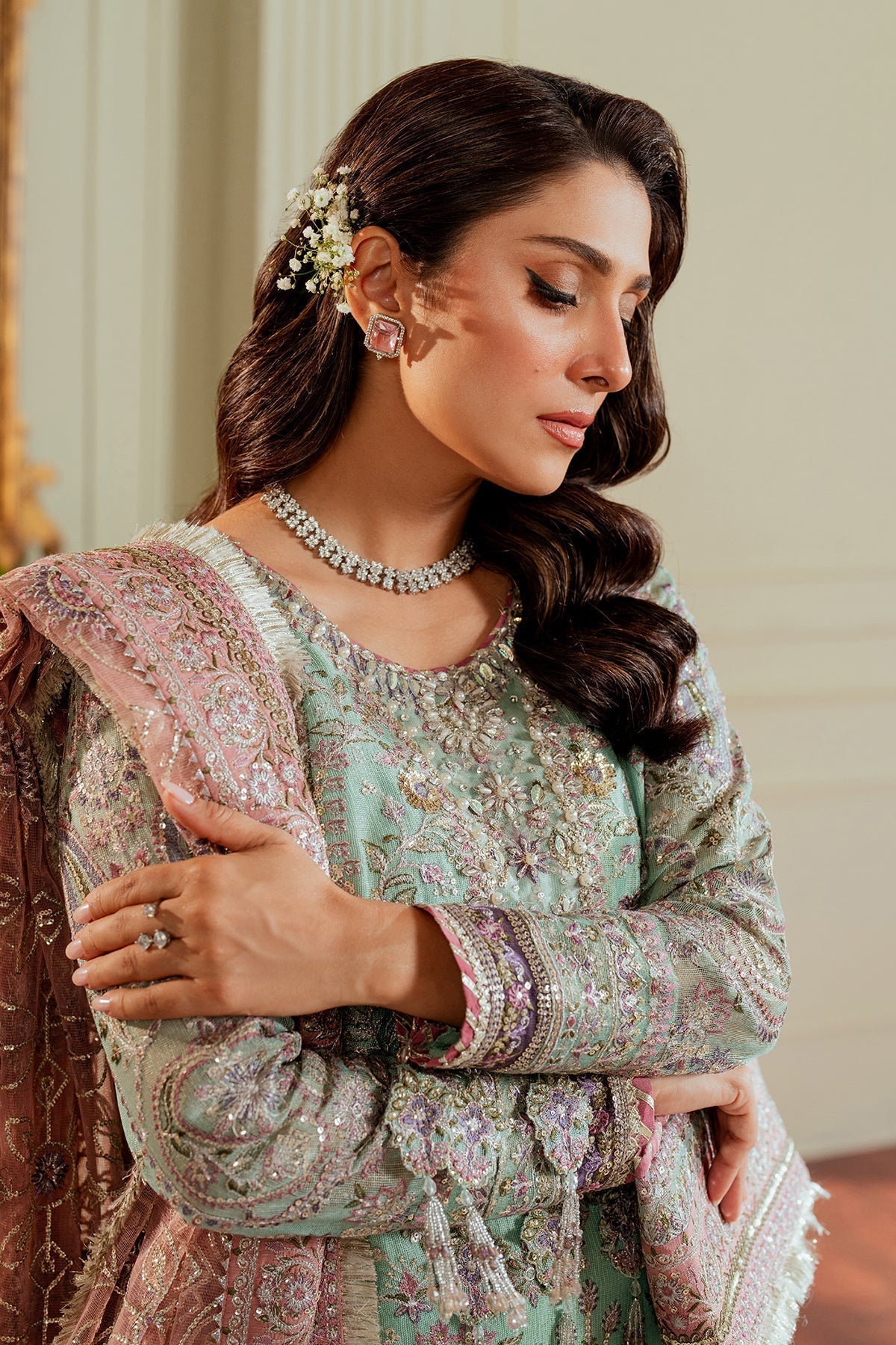 BAROQUE__EMBROIDERED NET CH13-08 STITCHED - House Of Hania