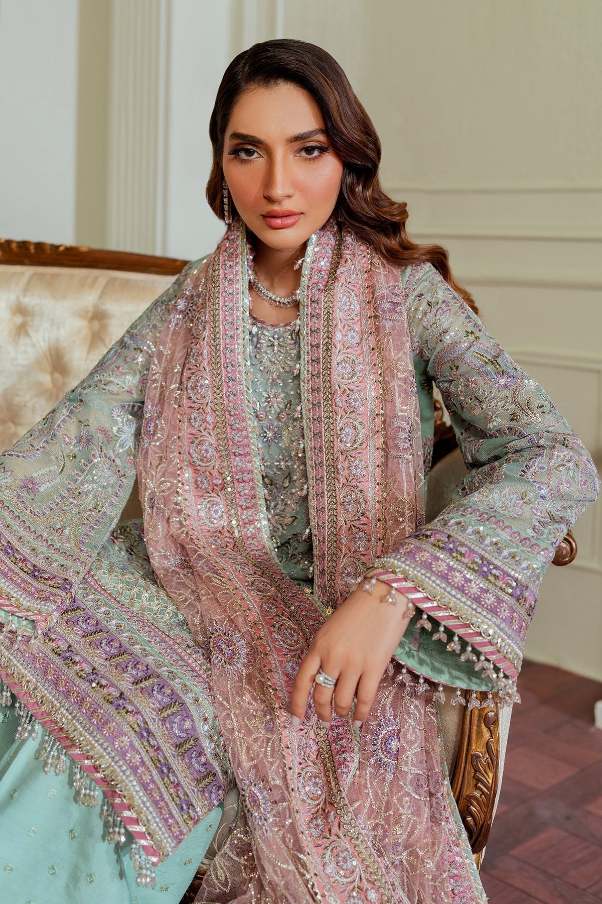 BAROQUE__EMBROIDERED NET CH13-08 STITCHED - House Of Hania