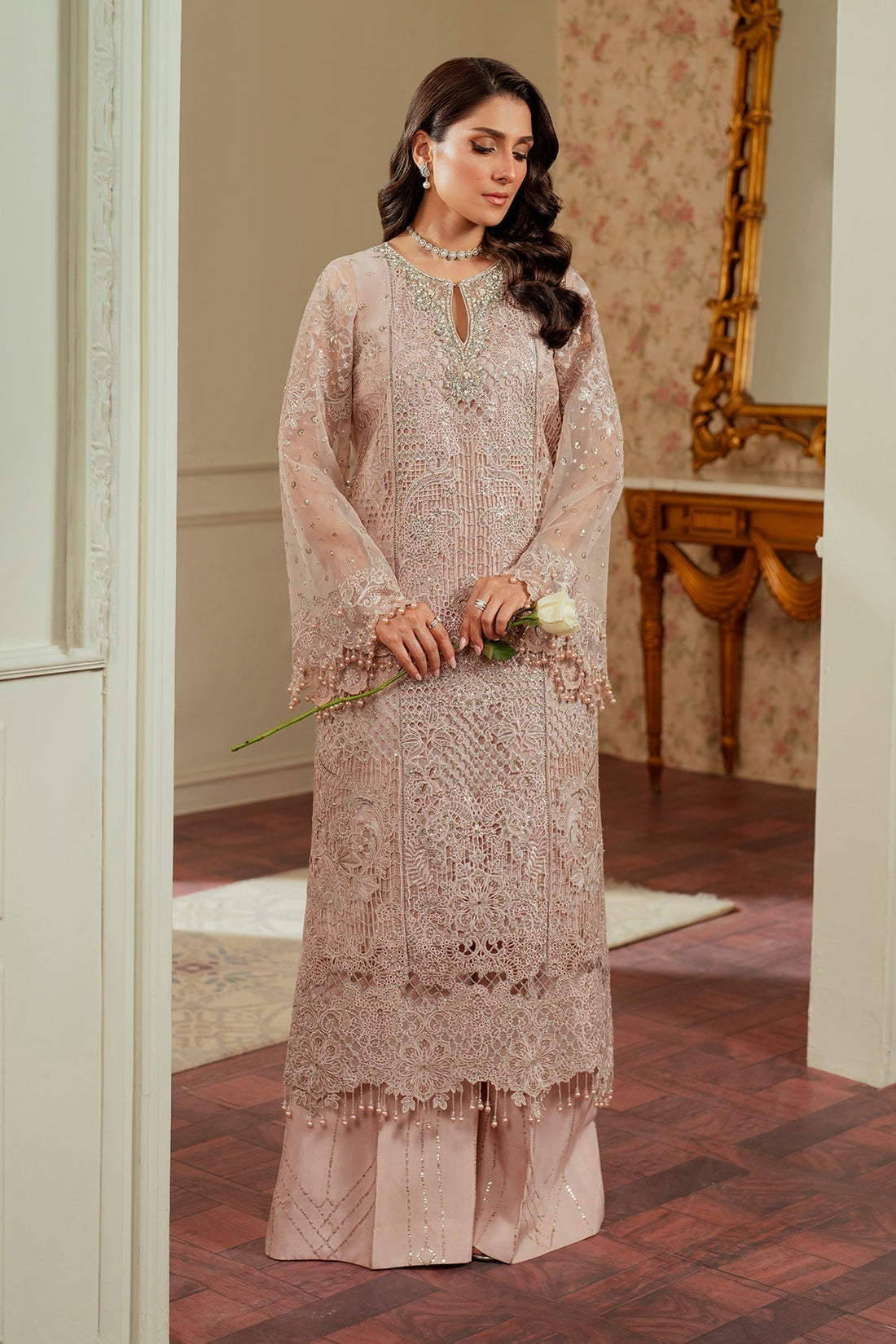 BAROQUE__EMBROIDERED ORGANZA CH13-04 STITCHED - House Of Hania
