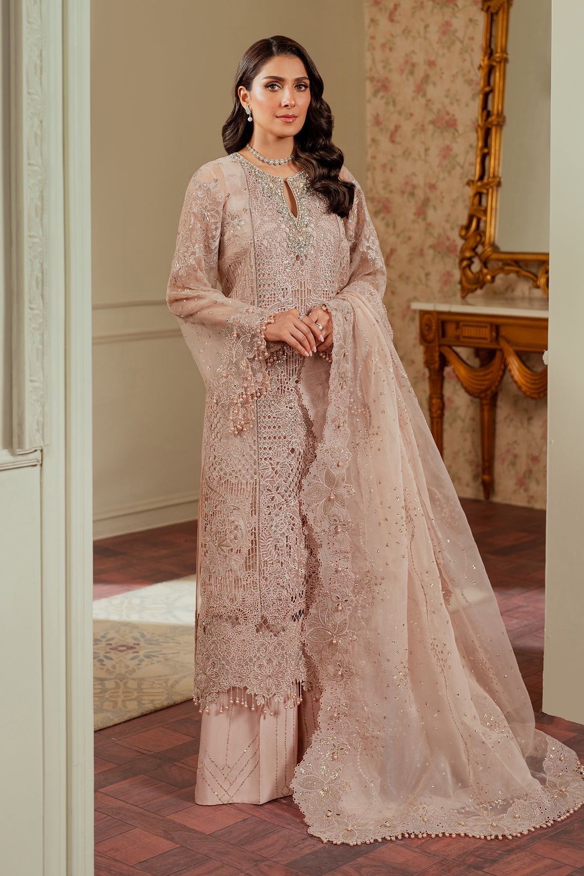 BAROQUE__EMBROIDERED ORGANZA CH13-04 STITCHED - House Of Hania