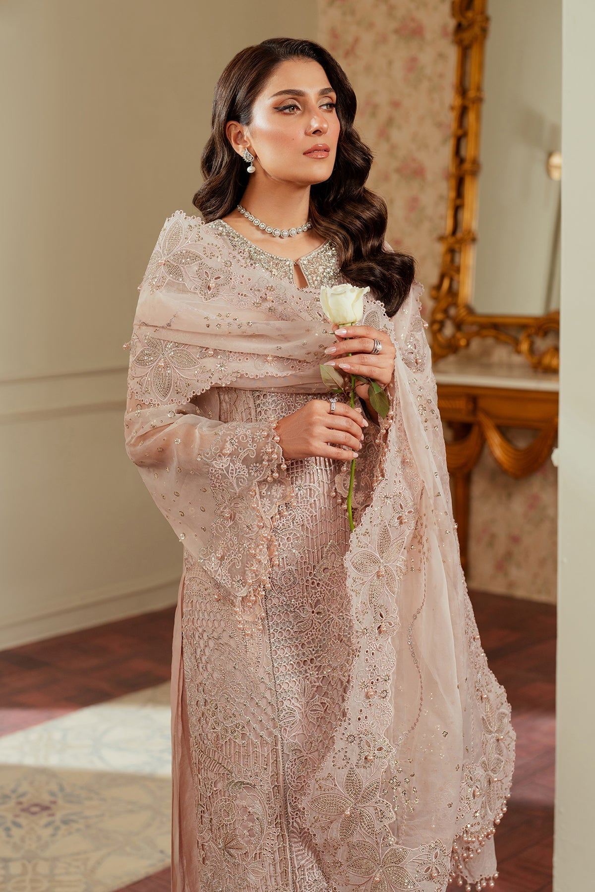 BAROQUE__EMBROIDERED ORGANZA CH13-04 STITCHED - House Of Hania