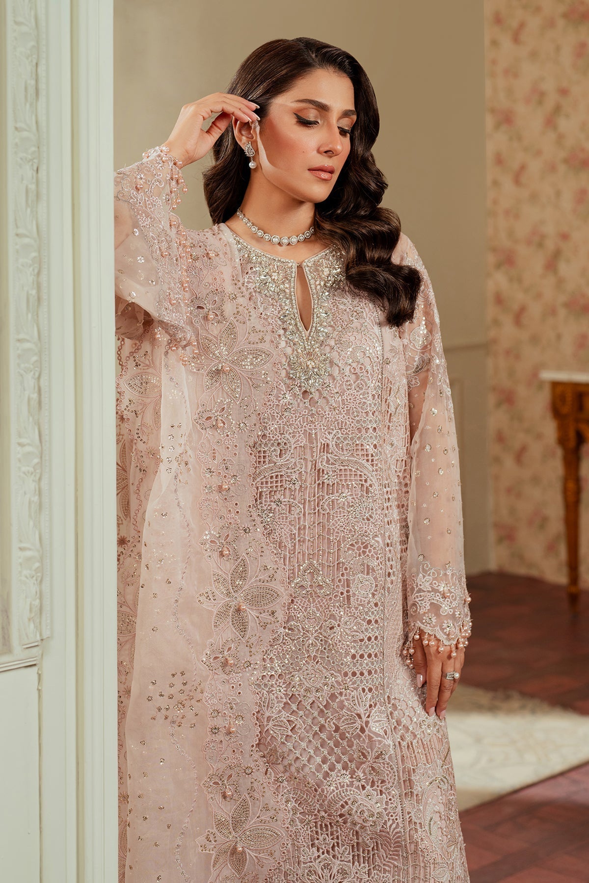 BAROQUE__EMBROIDERED ORGANZA CH13-04 STITCHED - House Of Hania
