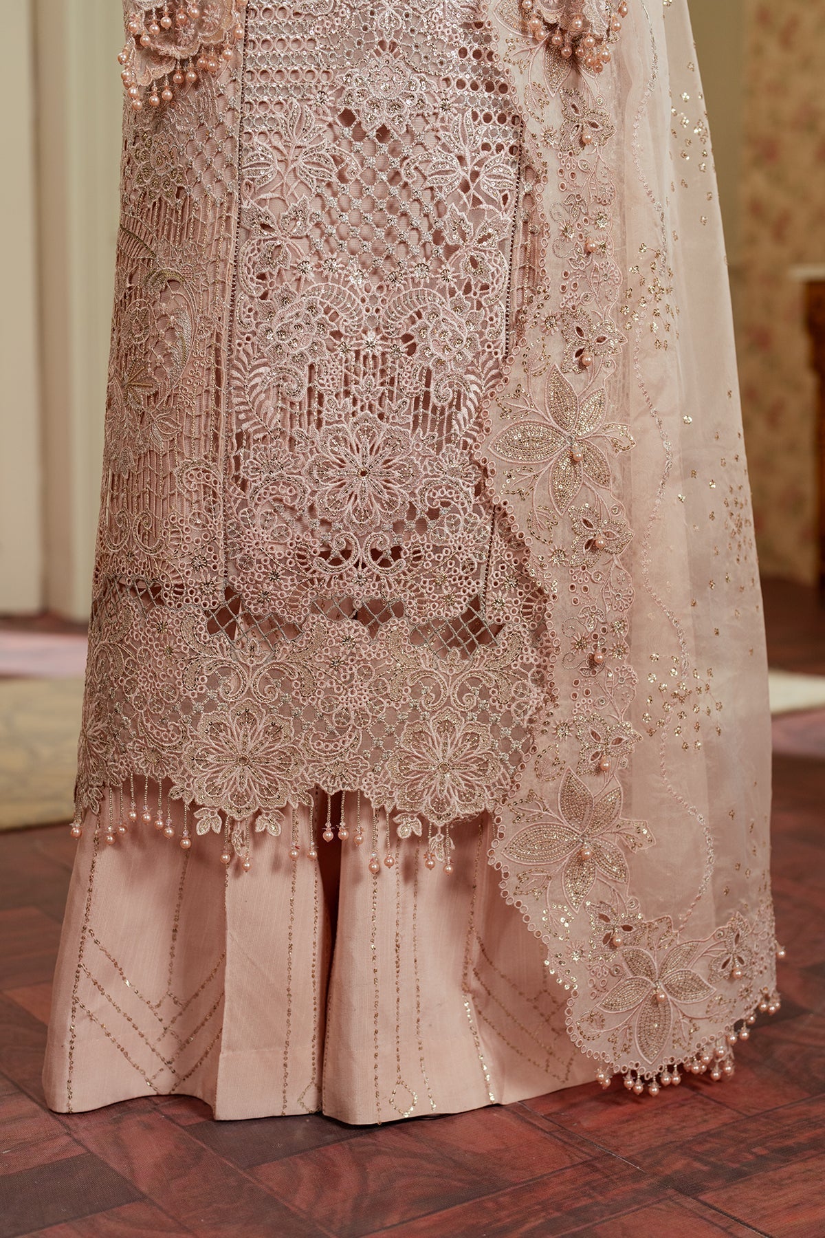 BAROQUE__EMBROIDERED ORGANZA CH13-04 STITCHED - House Of Hania