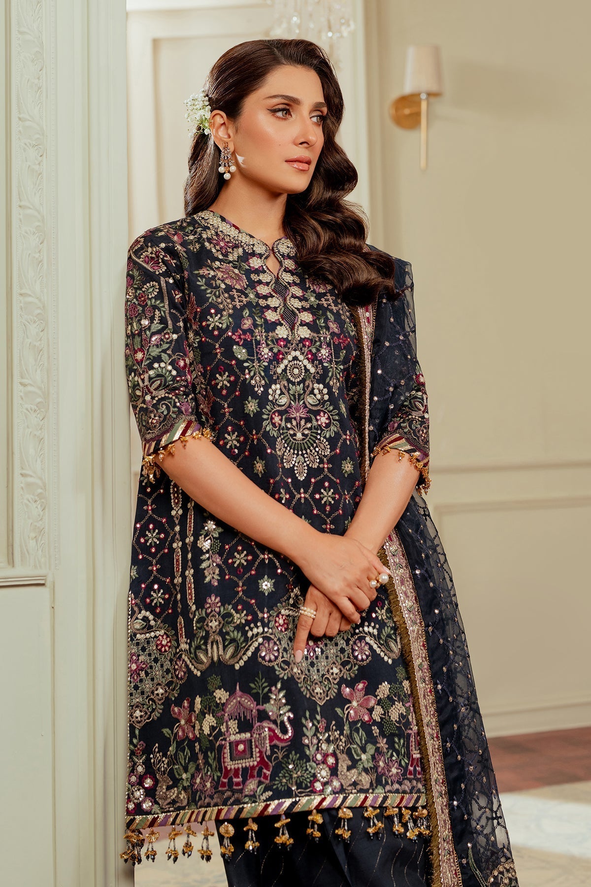 BAROQUE__EMBROIDERED SILK CH13-07 STITCHED - House Of Hania