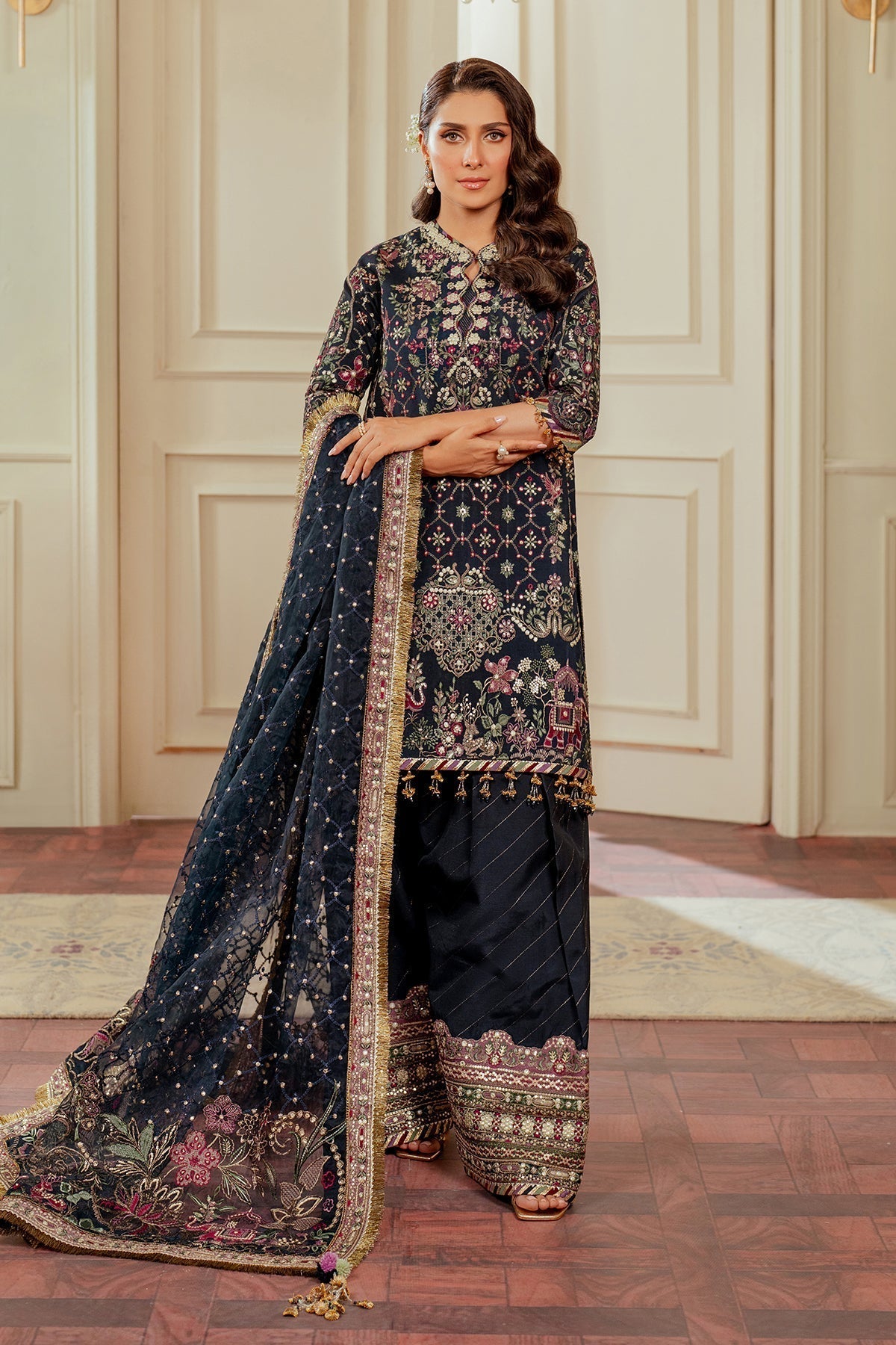 BAROQUE__EMBROIDERED SILK CH13-07 STITCHED - House Of Hania