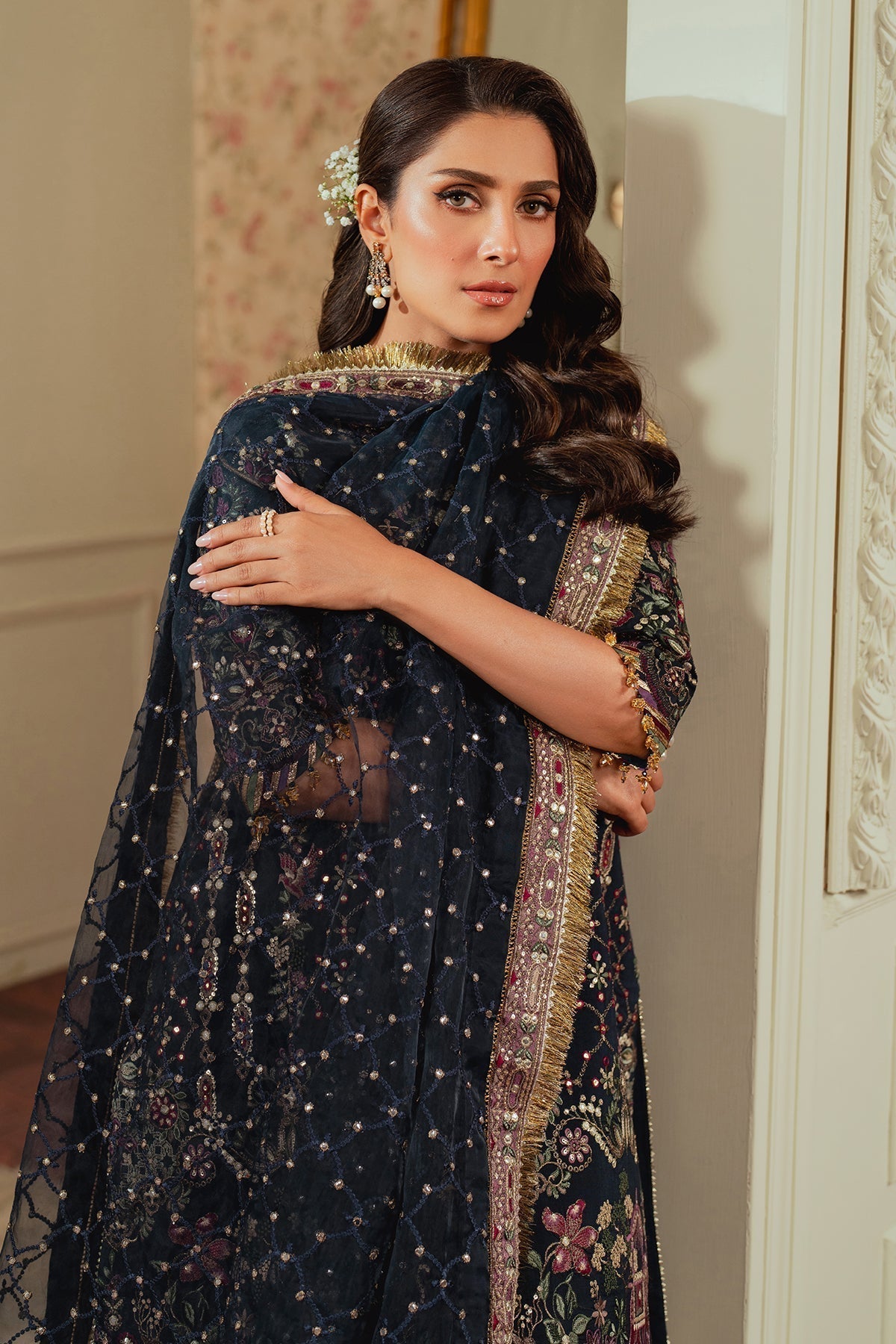 BAROQUE__EMBROIDERED SILK CH13-07 STITCHED - House Of Hania