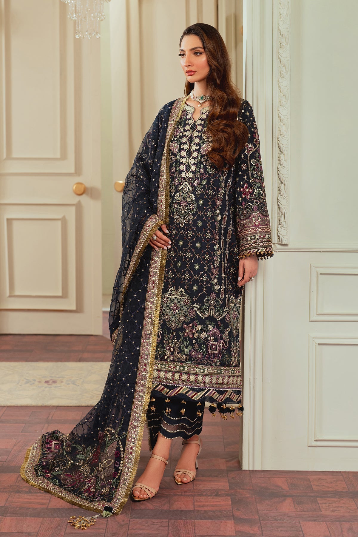 BAROQUE__EMBROIDERED SILK CH13-07 STITCHED - House Of Hania