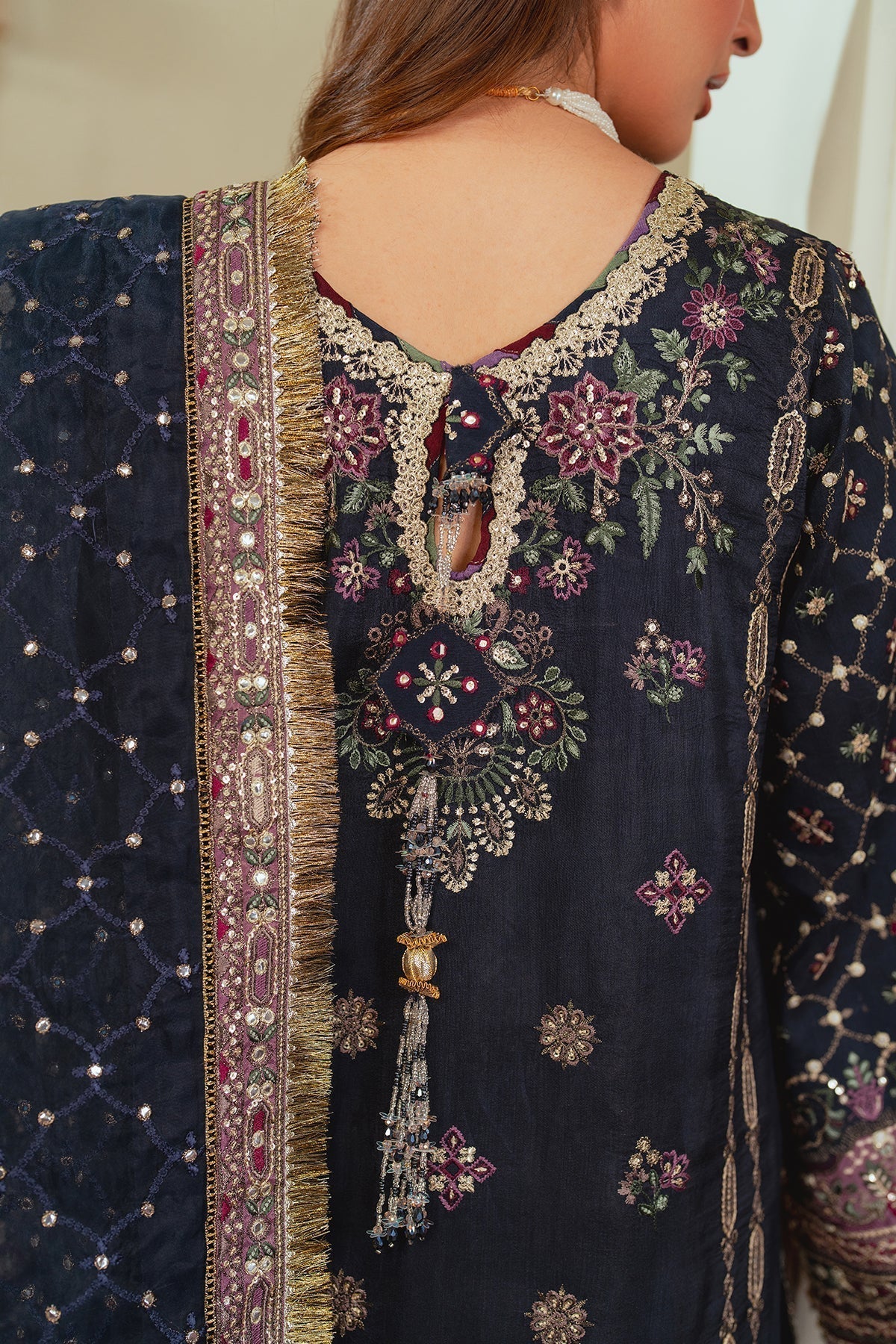 BAROQUE__EMBROIDERED SILK CH13-07 STITCHED - House Of Hania