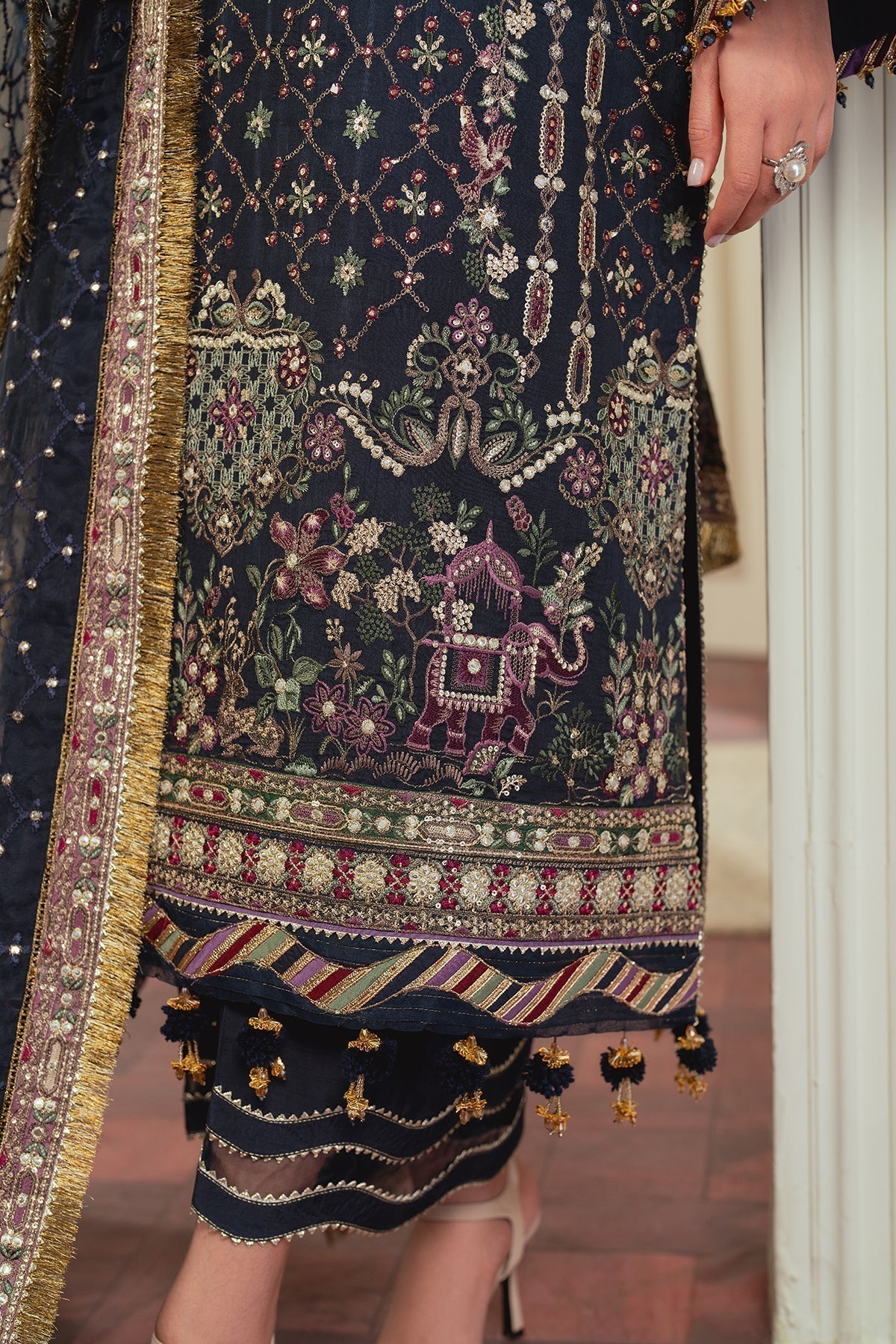BAROQUE__EMBROIDERED SILK CH13-07 STITCHED - House Of Hania
