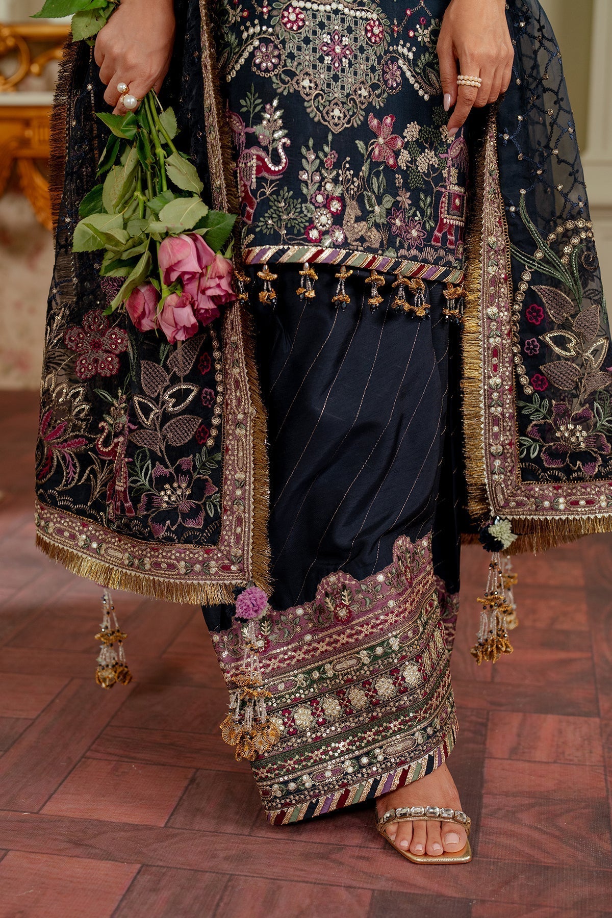 BAROQUE__EMBROIDERED SILK CH13-07 STITCHED - House Of Hania