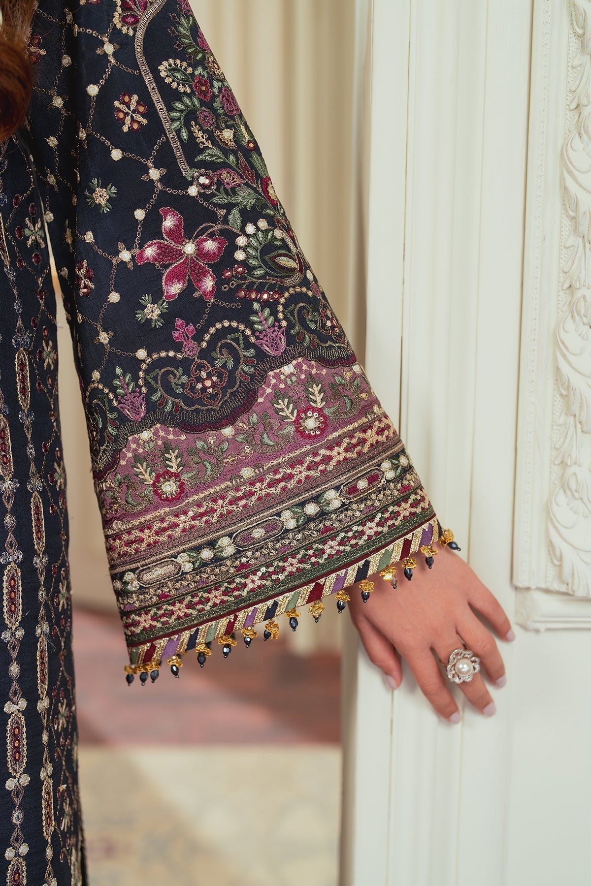 BAROQUE__EMBROIDERED SILK CH13-07 STITCHED - House Of Hania