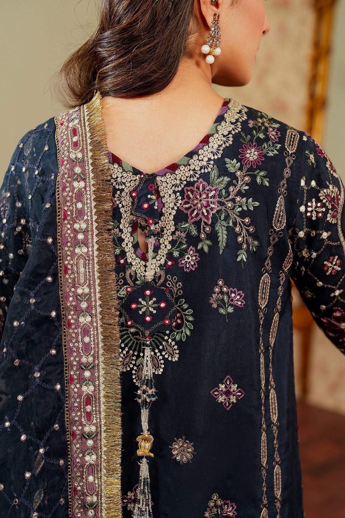 BAROQUE__EMBROIDERED SILK CH13-07 STITCHED - House Of Hania