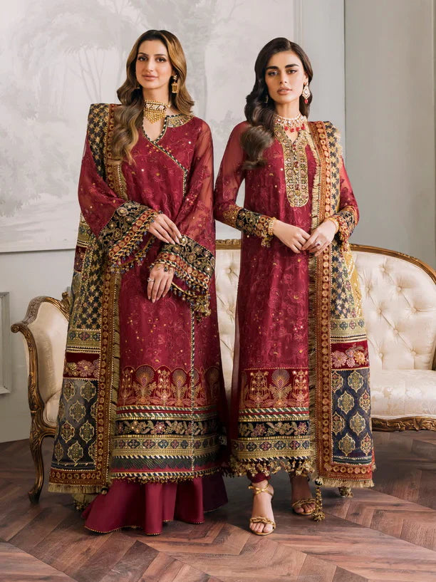 Baroque Chantelle Embroidered Luxury Chiffon 3Pc Suit EC-07 - House Of Hania