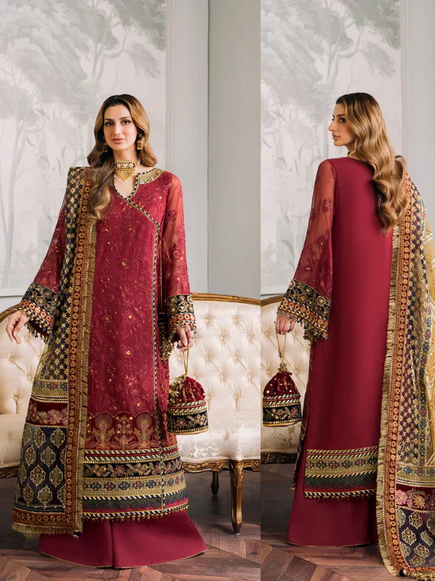 Baroque Chantelle Embroidered Luxury Chiffon 3Pc Suit EC-07 - House Of Hania