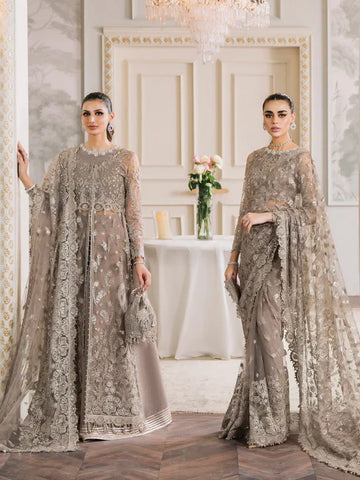 Baroque Chantelle Embroidered Luxury Net 3Pc Suit EC-06 - House Of Hania