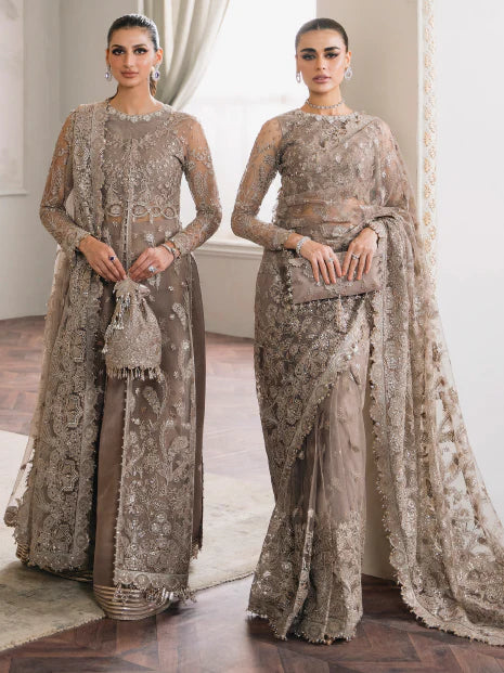 Baroque Chantelle Embroidered Luxury Net 3Pc Suit EC-06 - House Of Hania