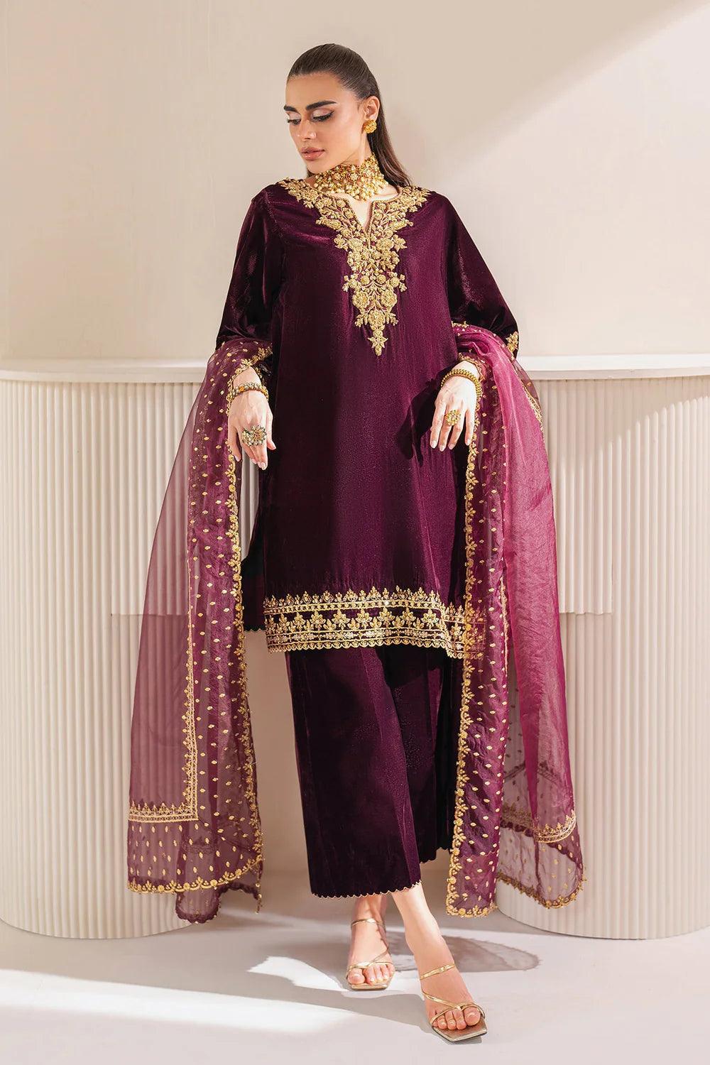 Baroque | EMBROIDERED VELVET PR-1023 - House Of Hania