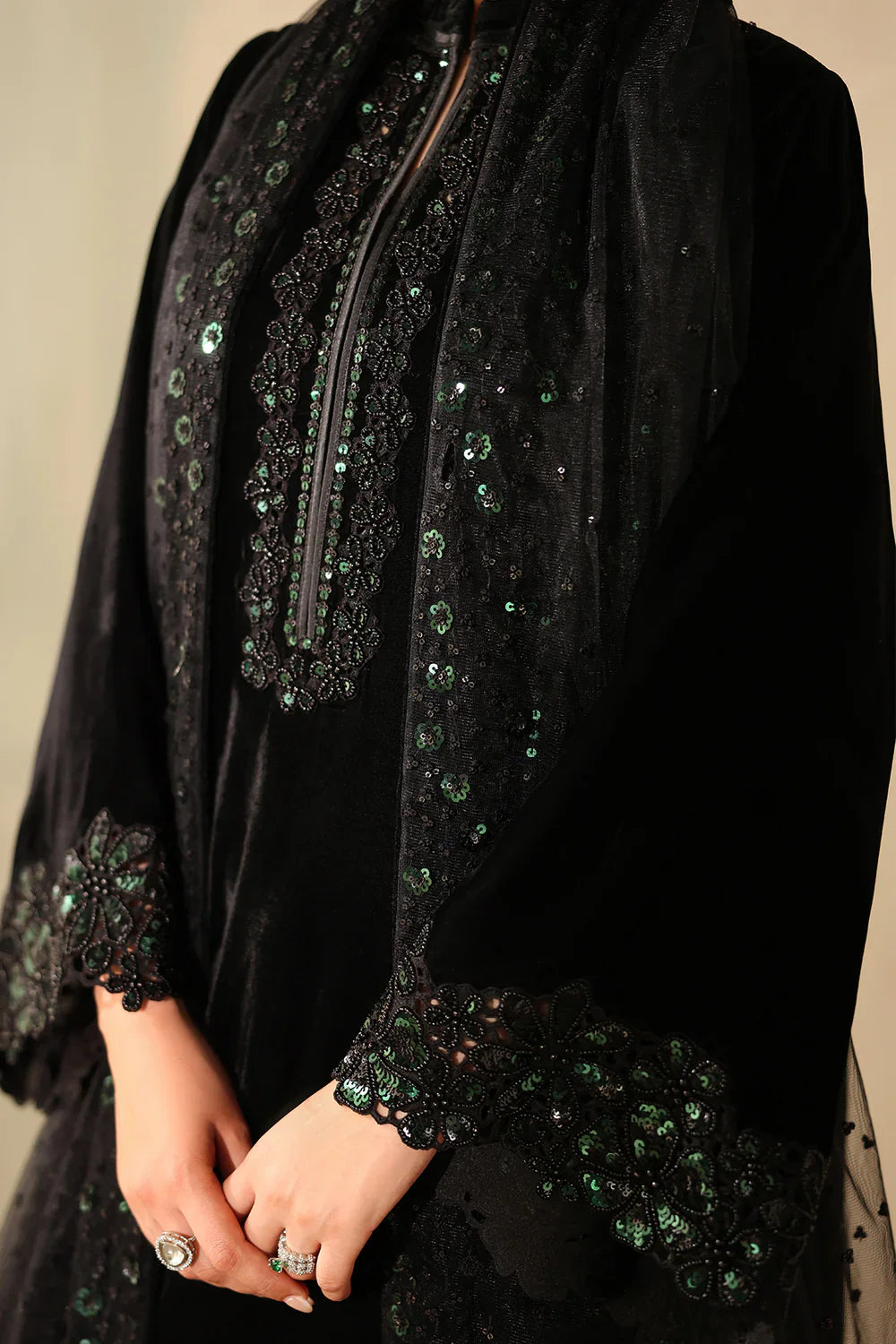 Baroque | EMBROIDERED VELVET |  PR-1222 - House Of Hania