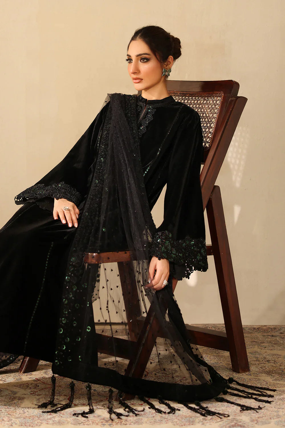 Baroque | EMBROIDERED VELVET |  PR-1222 - House Of Hania