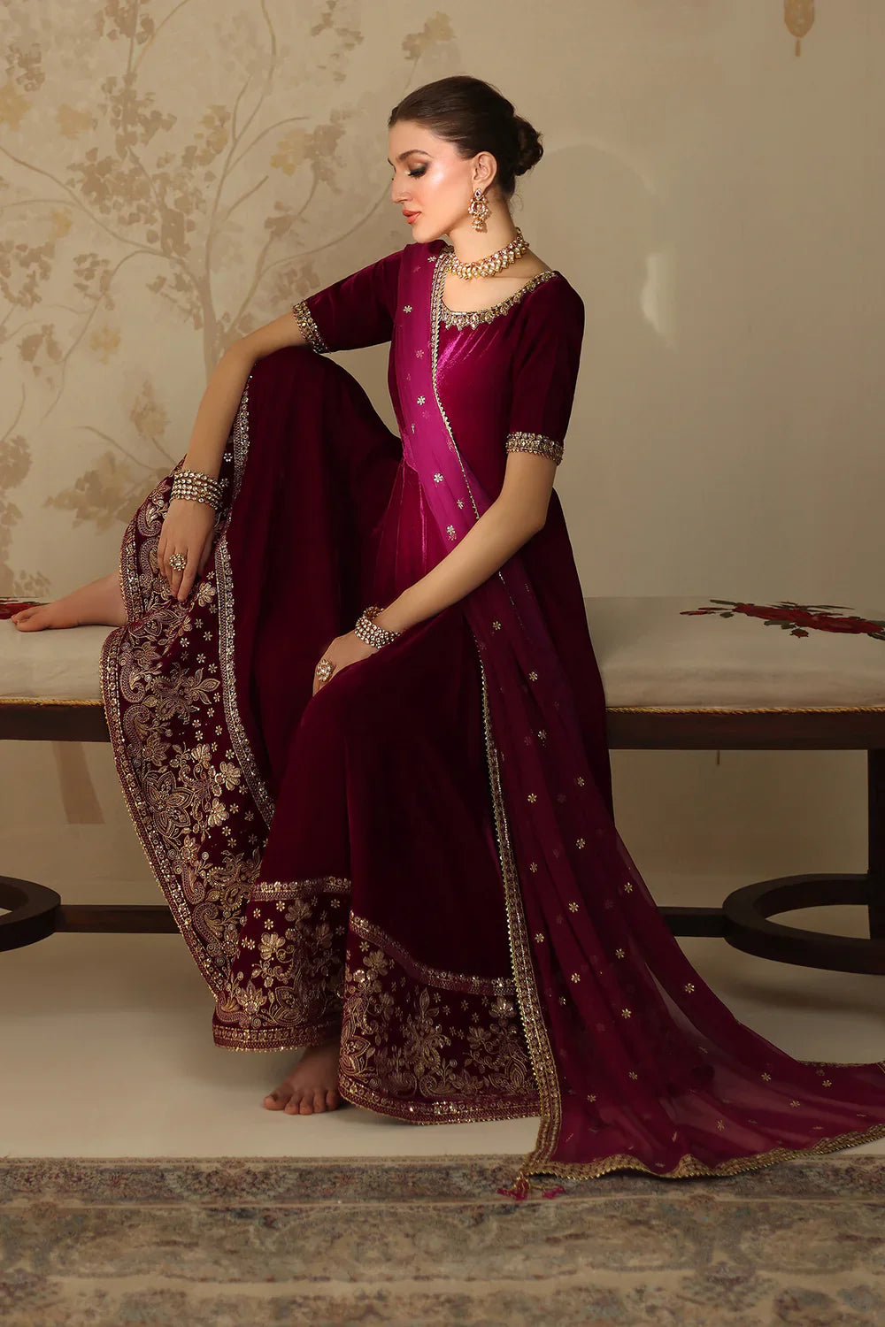 Baroque | EMBROIDERED VELVET | PR-1225 - House Of Hania