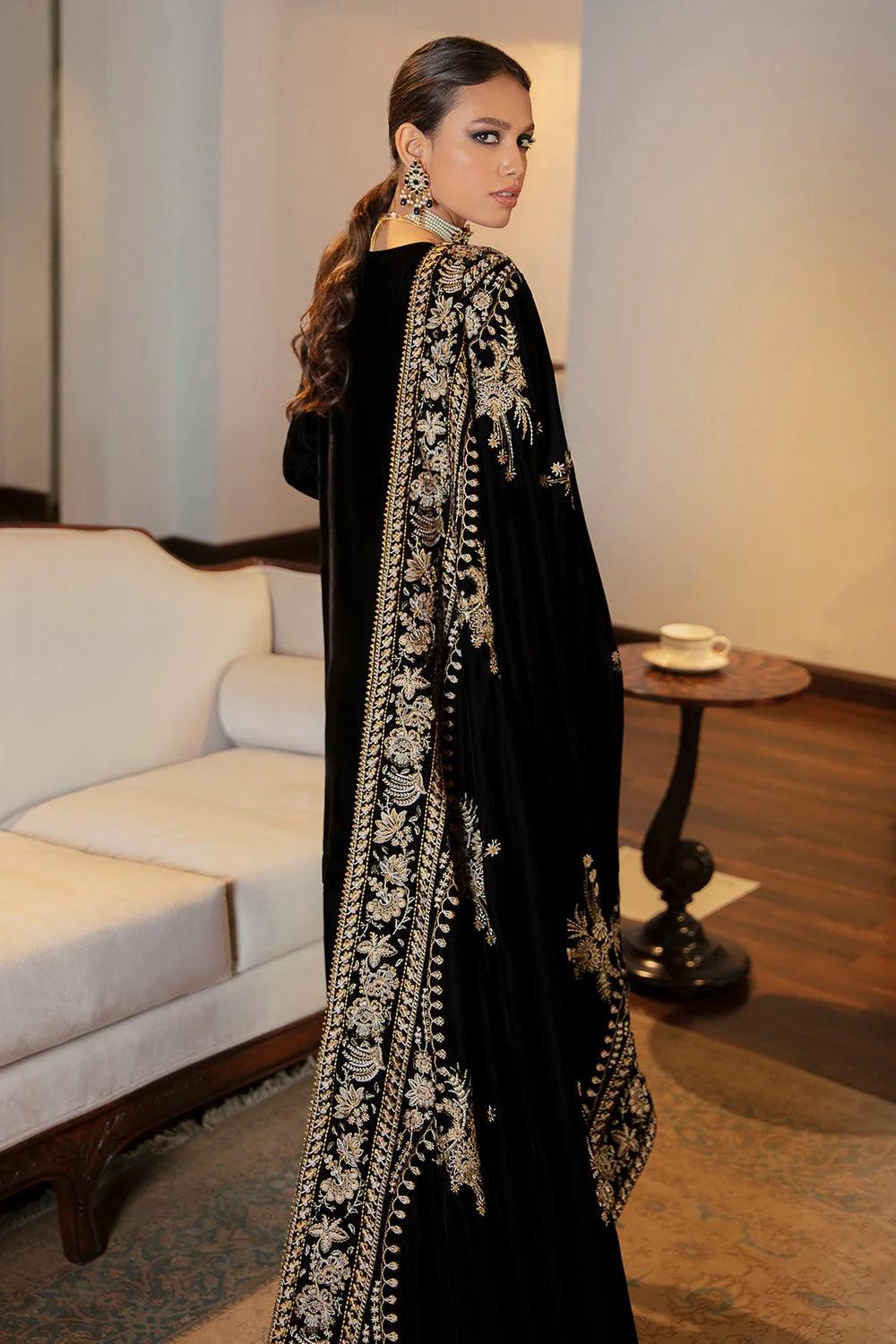 Baroque | EMBROIDERED VELVET SHAWL VS-24 - House Of Hania