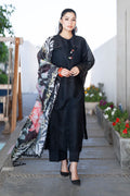 Black Cotton Suit (3-Piece) by Baroque – SF-4080