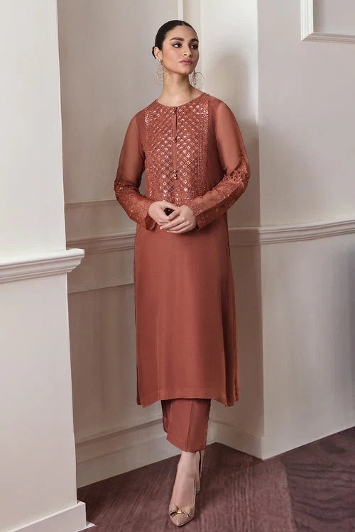 Baroque Exclusive Formal Embroidered Chiffon 3Pc UF-296 - House Of Hania