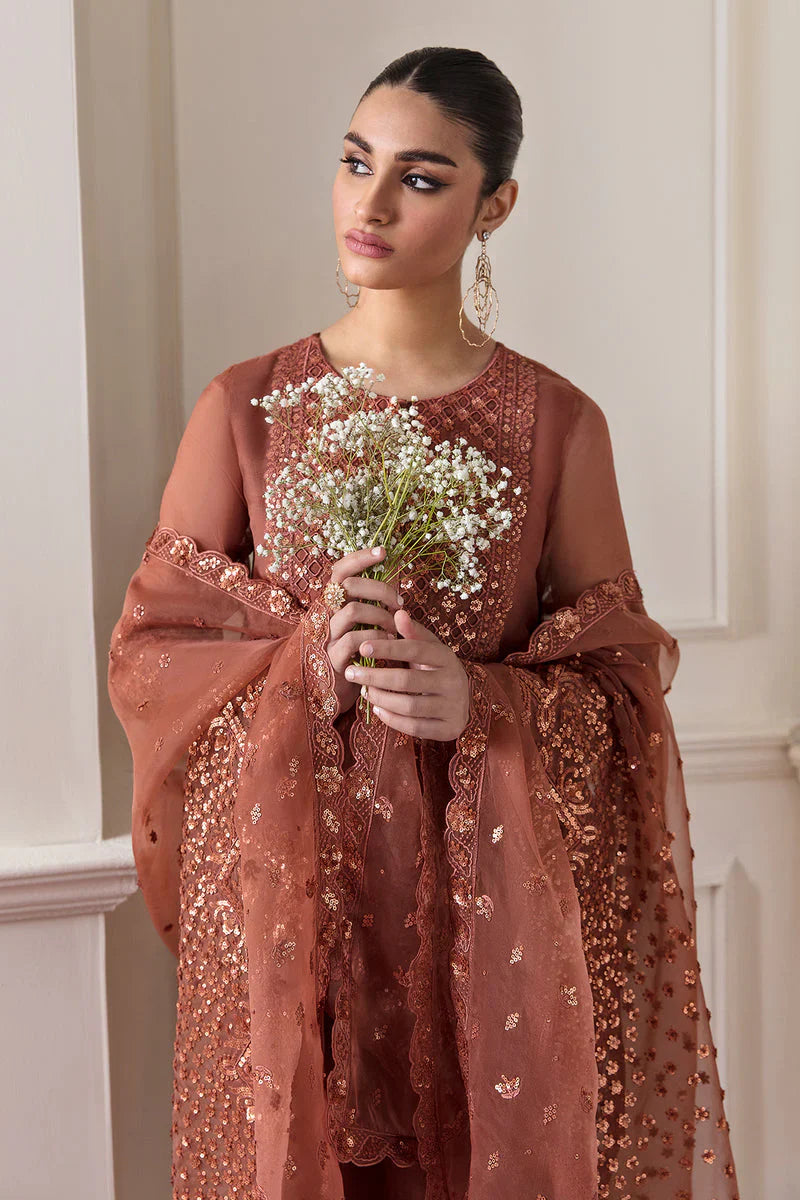 Baroque Exclusive Formal Embroidered Chiffon 3Pc UF-296 - House Of Hania