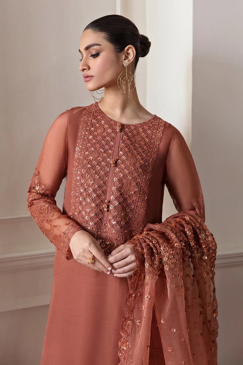 Baroque Exclusive Formal Embroidered Chiffon 3Pc UF-296 - House Of Hania