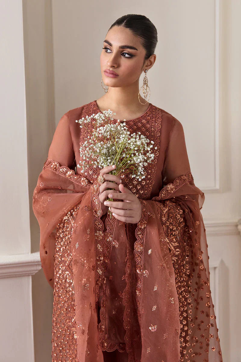 Baroque Exclusive Formal Embroidered Chiffon 3Pc UF-296 - House Of Hania