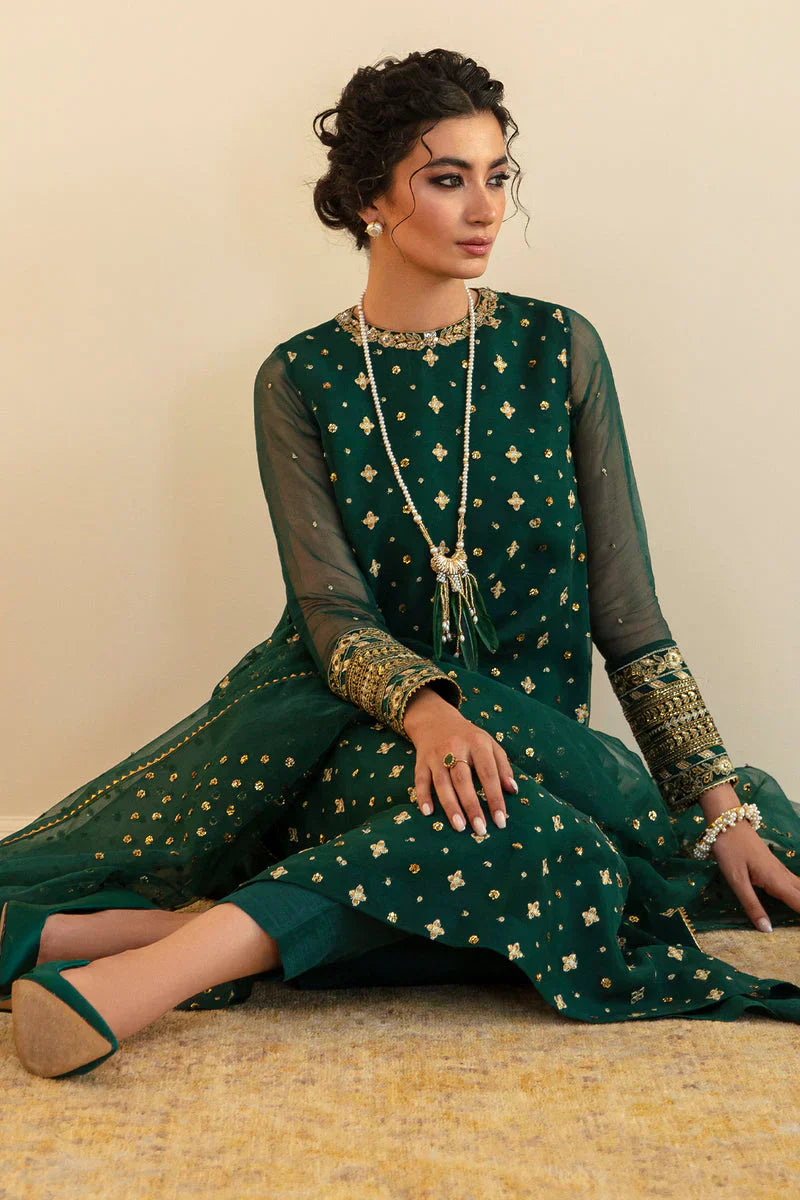 Baroque Exclusive Formal Embroidered Chiffon 3Pc UF-395 - House Of Hania