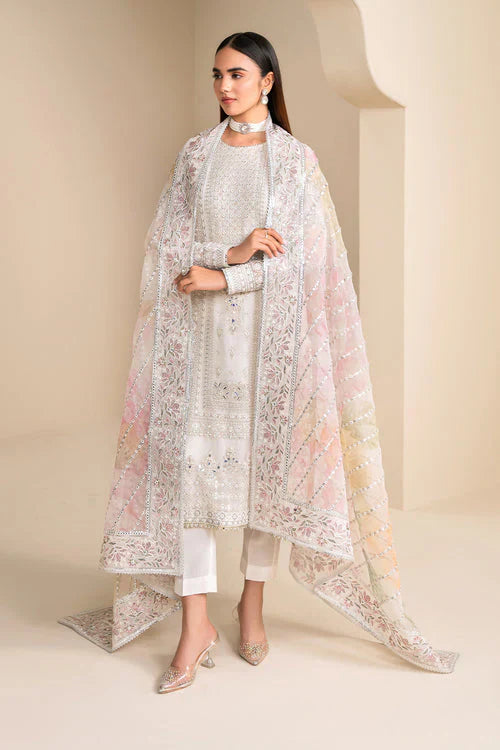 Baroque Exclusive Formal Embroidered Chiffon 3Pc UF-623 - House Of Hania