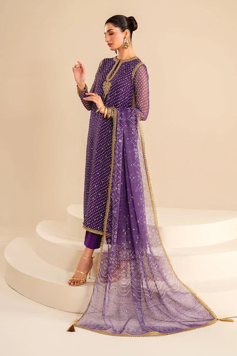 Baroque Exclusive Formal Embroidered Chiffon 3Pc UF-625 - House Of Hania