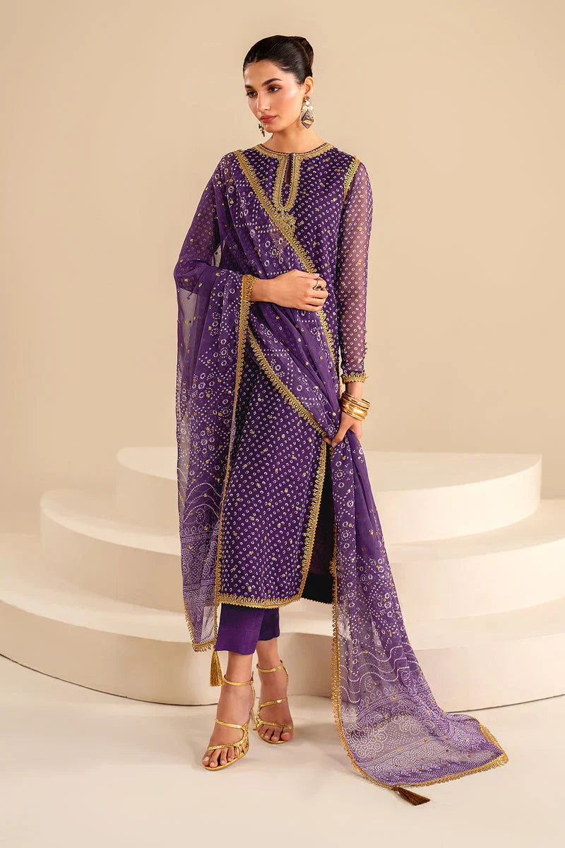 Baroque Exclusive Formal Embroidered Chiffon 3Pc UF-625 - House Of Hania