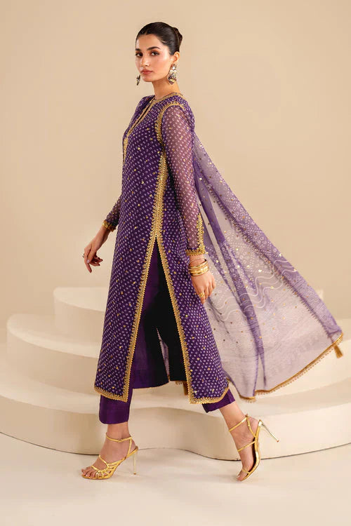 Baroque Exclusive Formal Embroidered Chiffon 3Pc UF-625 - House Of Hania
