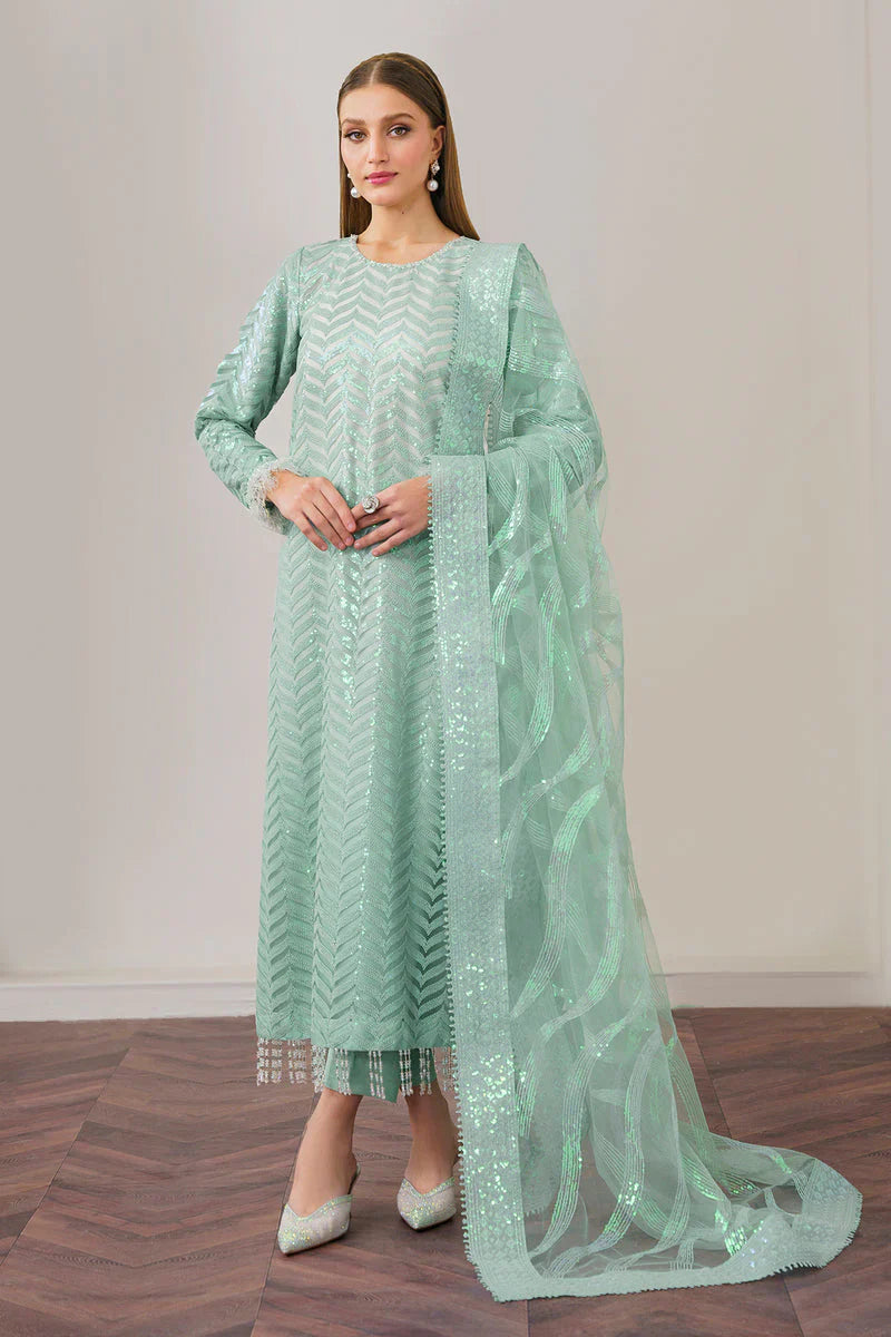 Baroque Exclusive Formal Embroidered Net 3Pc UF-517 - House Of Hania
