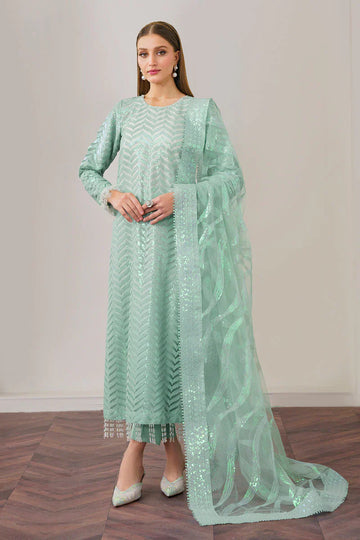 Baroque Exclusive Formal Embroidered Net 3Pc UF-517 - House Of Hania