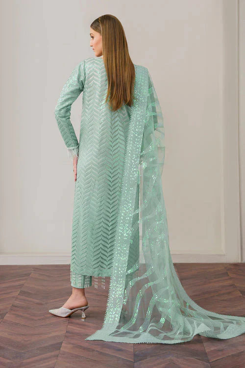 Baroque Exclusive Formal Embroidered Net 3Pc UF-517 - House Of Hania