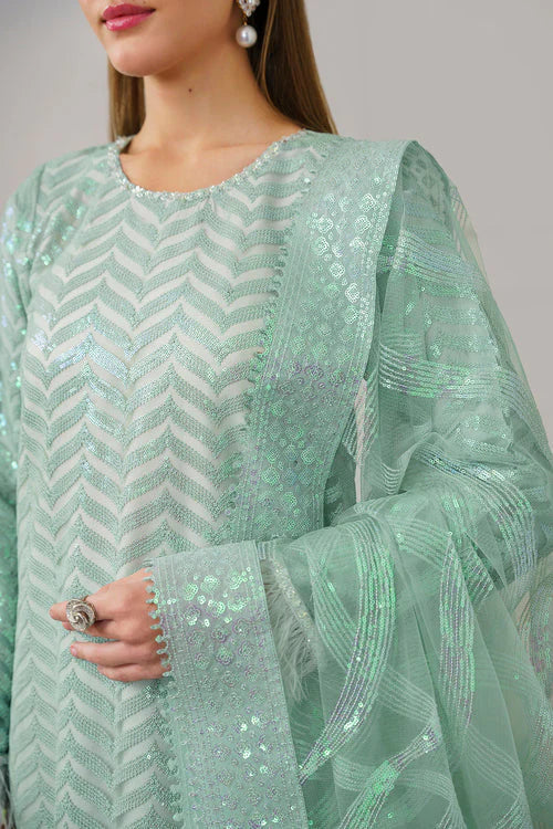Baroque Exclusive Formal Embroidered Net 3Pc UF-517 - House Of Hania