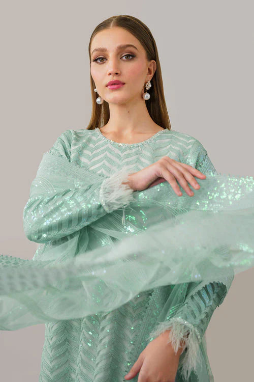 Baroque Exclusive Formal Embroidered Net 3Pc UF-517 - House Of Hania