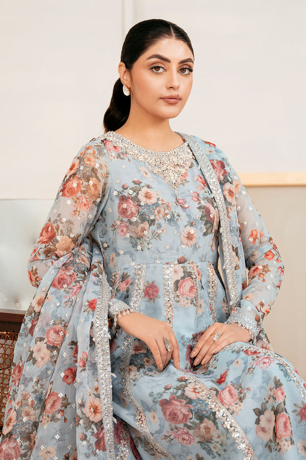 Baroque | Luxury Pret 25 | EMBELLISHED PRINTED CHIFFON PR-1058 - House Of Hania