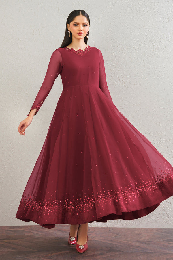 Baroque | Luxury Pret 25 | EMBROIDERED CHIFFON FROCK PR-901 - House Of Hania