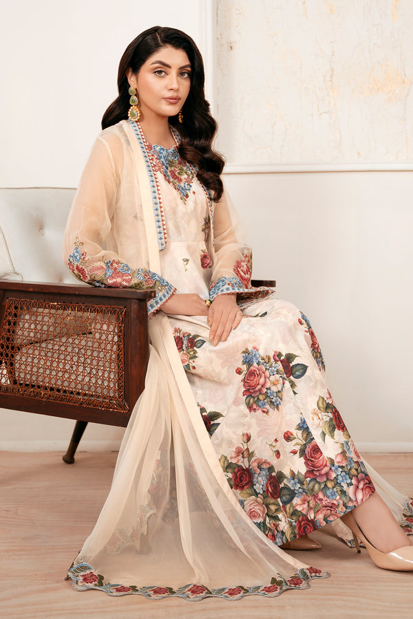 Baroque | Luxury Pret 25 | EMBROIDERED CHIFFON PR-1053 - House Of Hania