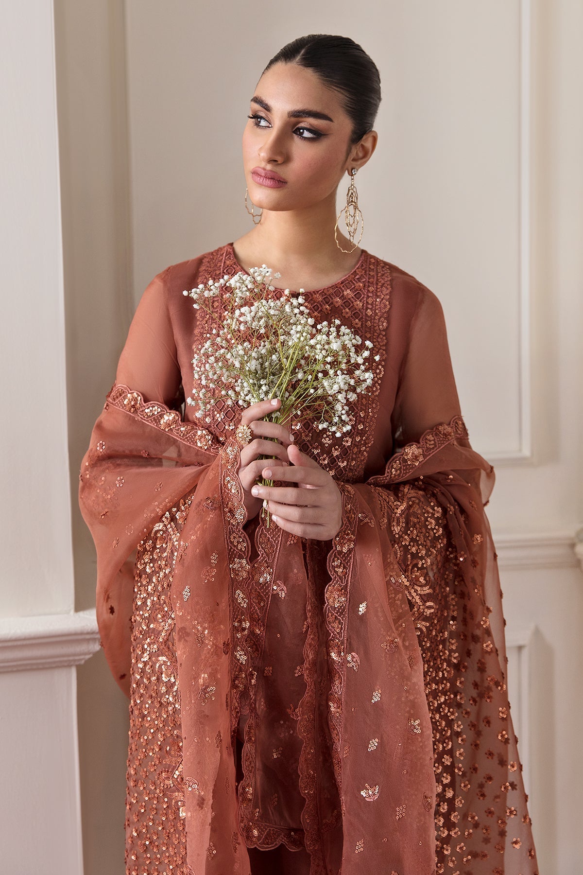 Rust Organza Suit (3-Piece) by Baroque – SF-296, Photo 2