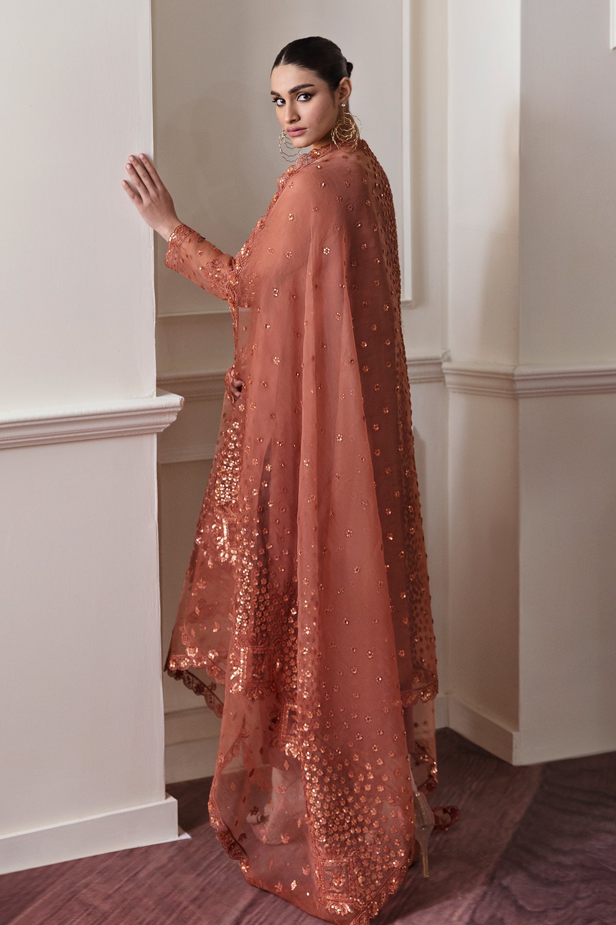 Rust Organza Suit (3-Piece) by Baroque – SF-296, Photo 3