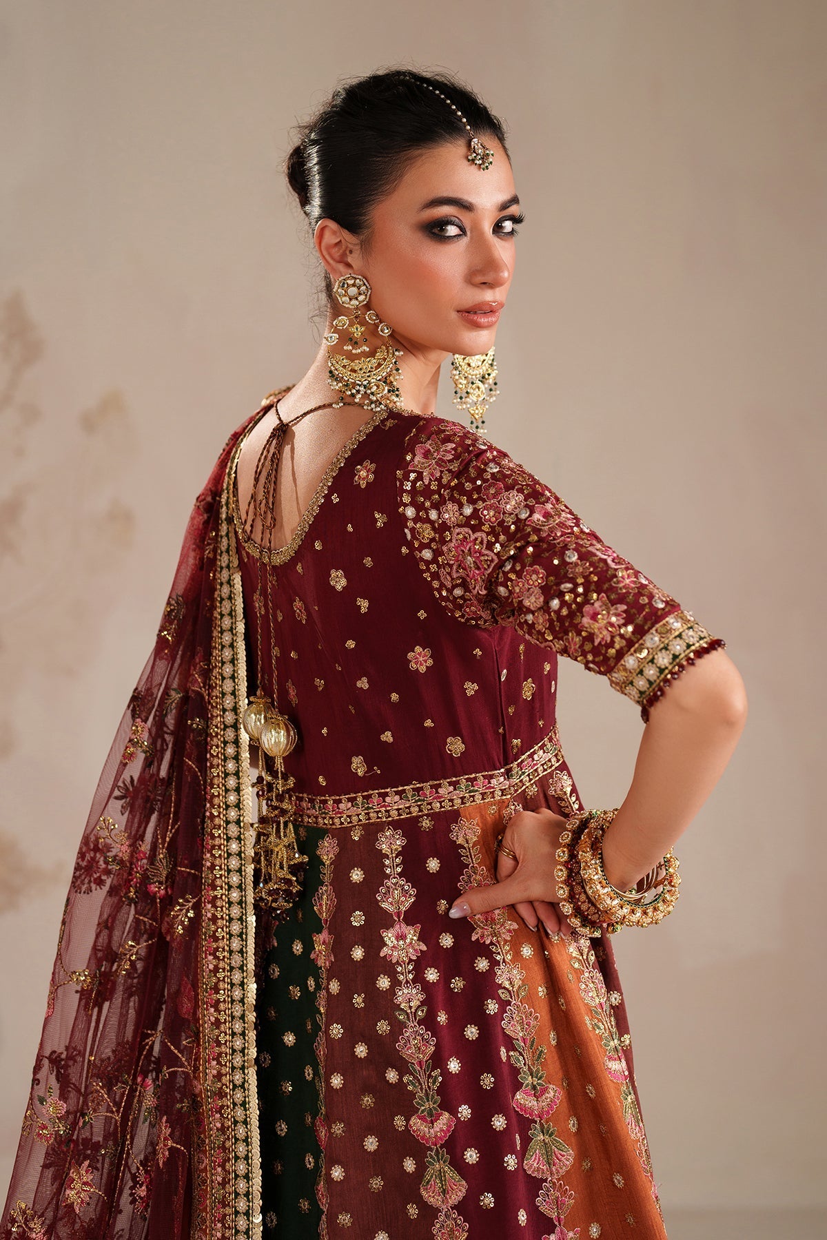 Maroon Raw Silk Suit (3-Piece) by Baroque – SF-4366, Photo 6