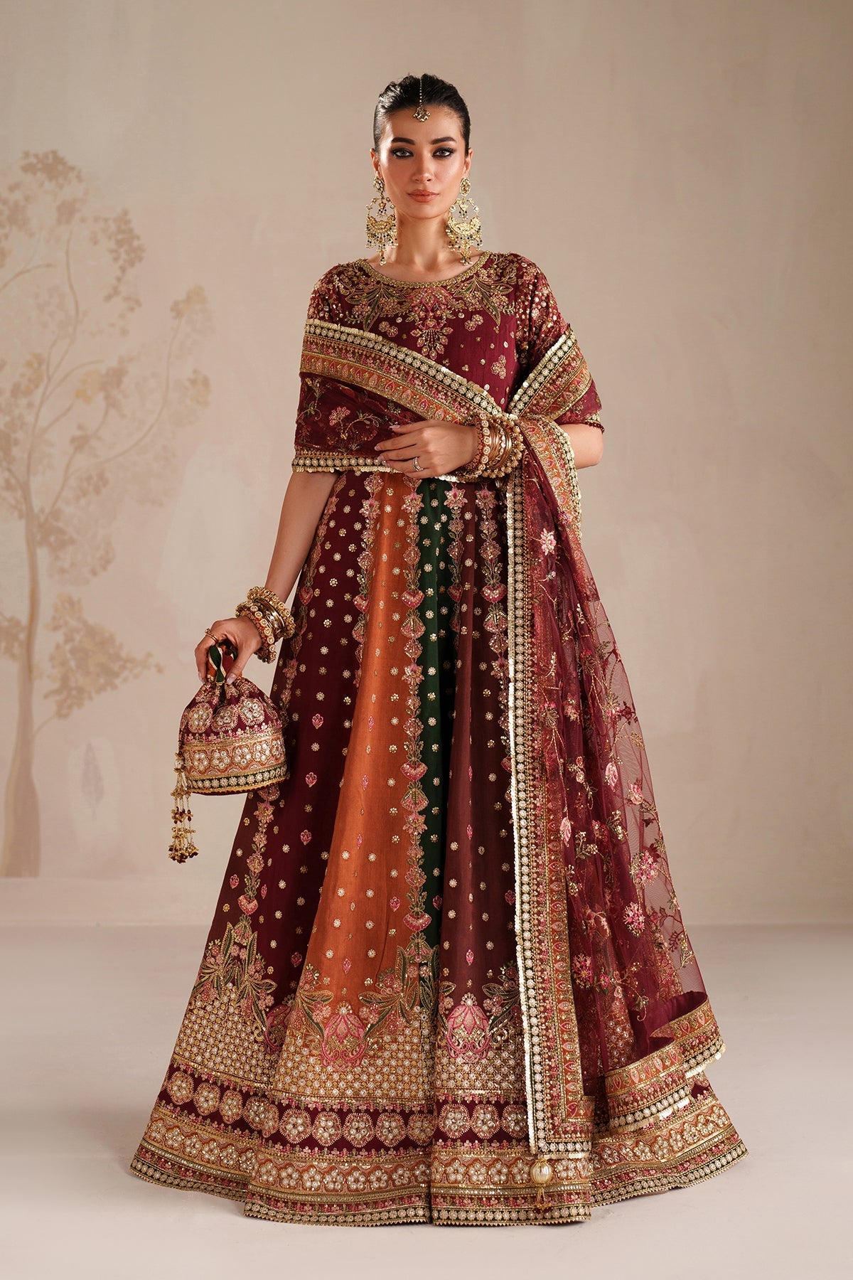 Maroon Raw Silk Suit (3-Piece) by Baroque – SF-4366, Photo 9