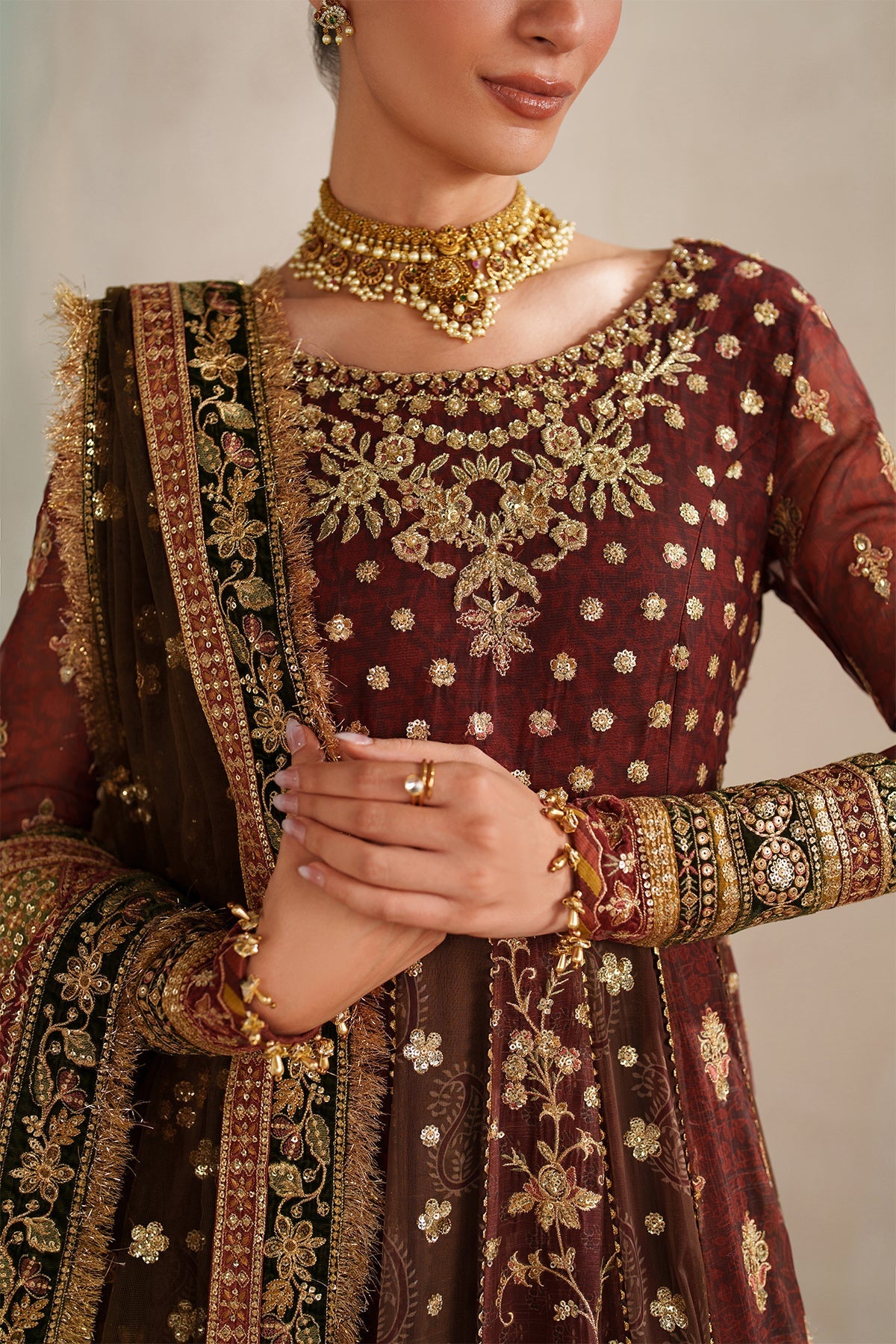 Maroon Chiffon Suit (3-Piece) by Baroque – SF-4376, Photo 3